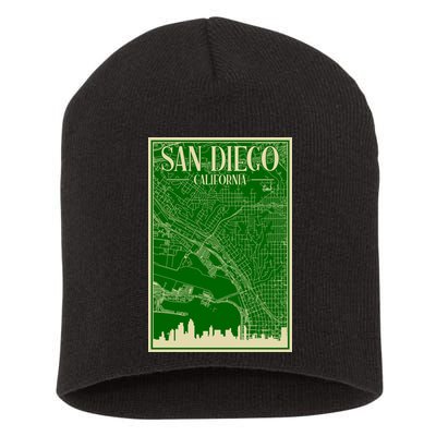San Diego Hand Drawn Skyline Map Short Acrylic Beanie