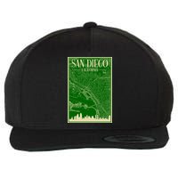 San Diego Hand Drawn Skyline Map Wool Snapback Cap