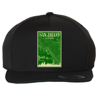 San Diego Hand Drawn Skyline Map Wool Snapback Cap