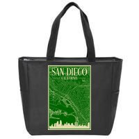 San Diego Hand Drawn Skyline Map Zip Tote Bag