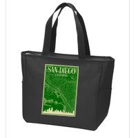 San Diego Hand Drawn Skyline Map Zip Tote Bag