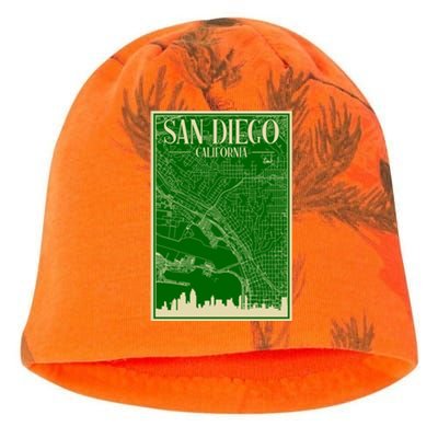 San Diego Hand Drawn Skyline Map Kati - Camo Knit Beanie