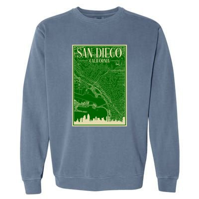 San Diego Hand Drawn Skyline Map Garment-Dyed Sweatshirt