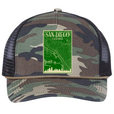 San Diego Hand Drawn Skyline Map Retro Rope Trucker Hat Cap