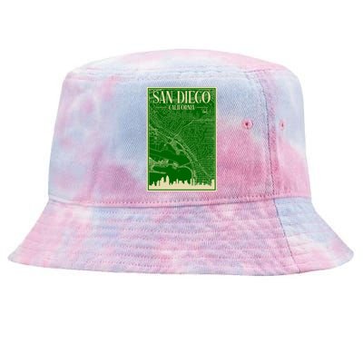 San Diego Hand Drawn Skyline Map Tie-Dyed Bucket Hat