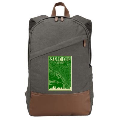 San Diego Hand Drawn Skyline Map Cotton Canvas Backpack