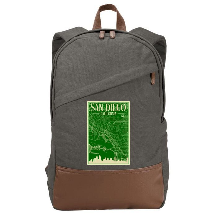 San Diego Hand Drawn Skyline Map Cotton Canvas Backpack