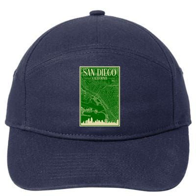 San Diego Hand Drawn Skyline Map 7-Panel Snapback Hat