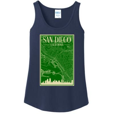 San Diego Hand Drawn Skyline Map Ladies Essential Tank