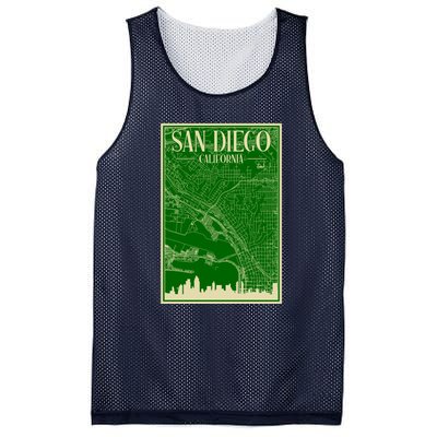 San Diego Hand Drawn Skyline Map Mesh Reversible Basketball Jersey Tank