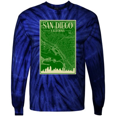 San Diego Hand Drawn Skyline Map Tie-Dye Long Sleeve Shirt