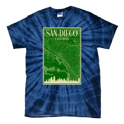 San Diego Hand Drawn Skyline Map Tie-Dye T-Shirt