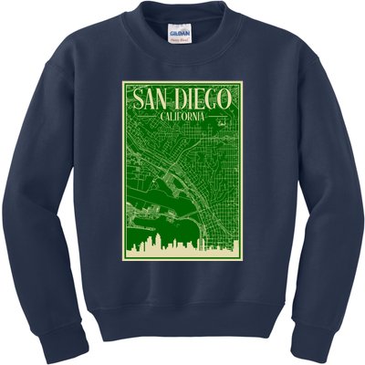 San Diego Hand Drawn Skyline Map Kids Sweatshirt