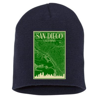 San Diego Hand Drawn Skyline Map Short Acrylic Beanie