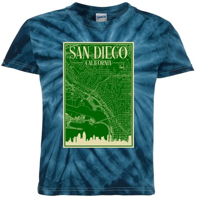 San Diego Hand Drawn Skyline Map Kids Tie-Dye T-Shirt