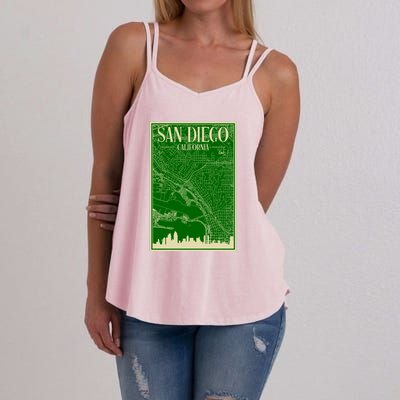 San Diego Hand Drawn Skyline Map Women's Strappy Tank