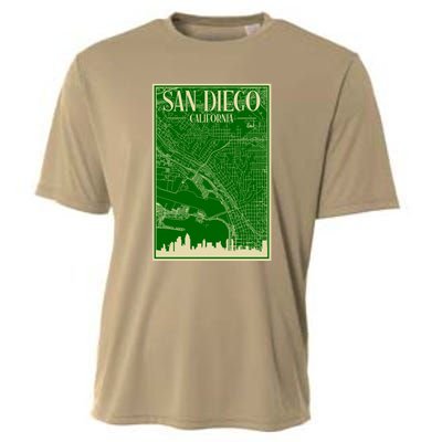 San Diego Hand Drawn Skyline Map Cooling Performance Crew T-Shirt