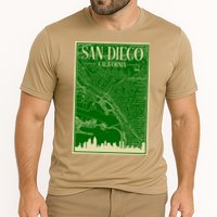 San Diego Hand Drawn Skyline Map Cooling Performance Crew T-Shirt