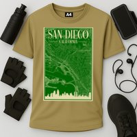 San Diego Hand Drawn Skyline Map Cooling Performance Crew T-Shirt