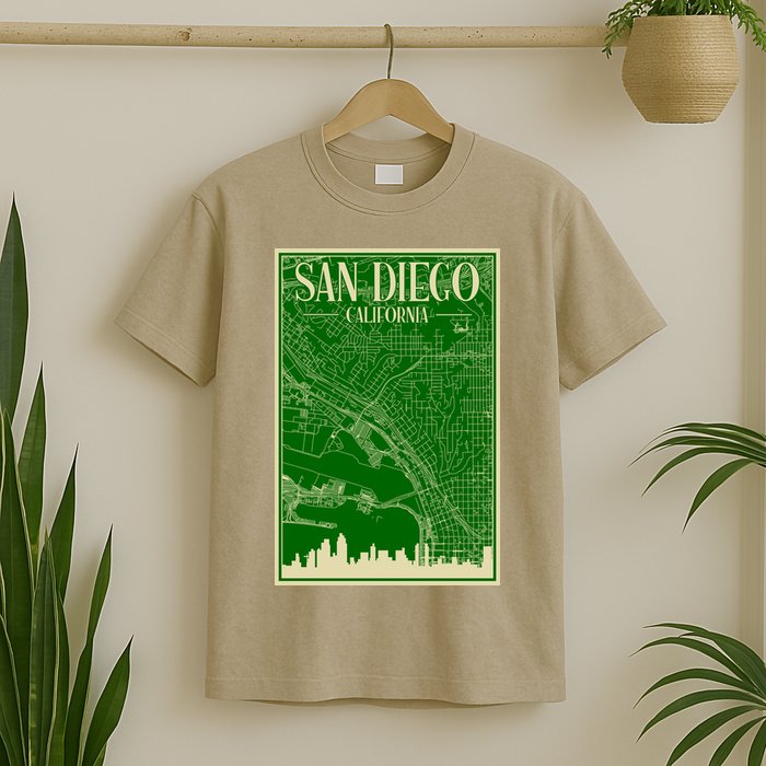 San Diego Hand Drawn Skyline Map T-Shirt