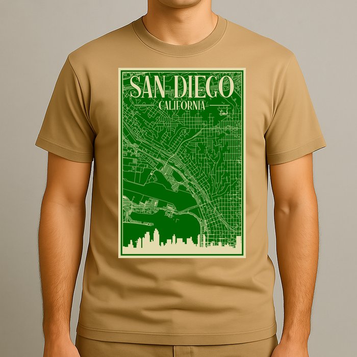 San Diego Hand Drawn Skyline Map T-Shirt