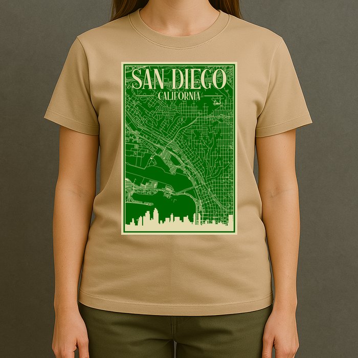San Diego Hand Drawn Skyline Map T-Shirt