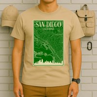 San Diego Hand Drawn Skyline Map T-Shirt