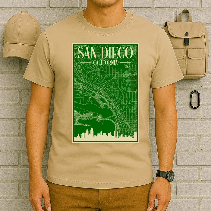 San Diego Hand Drawn Skyline Map T-Shirt