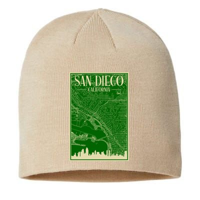 San Diego Hand Drawn Skyline Map Sustainable Beanie