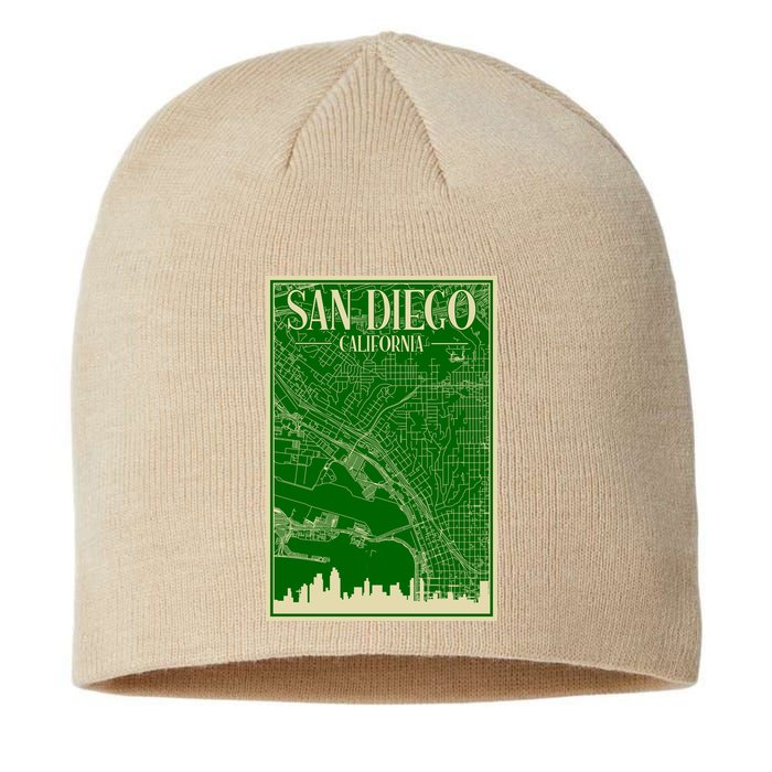 San Diego Hand Drawn Skyline Map Sustainable Beanie