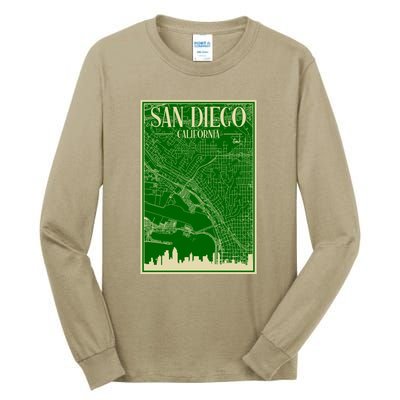 San Diego Hand Drawn Skyline Map Tall Long Sleeve T-Shirt