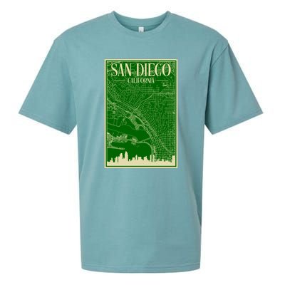 San Diego Hand Drawn Skyline Map Sueded Cloud Jersey T-Shirt