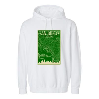 San Diego Hand Drawn Skyline Map Garment-Dyed Fleece Hoodie