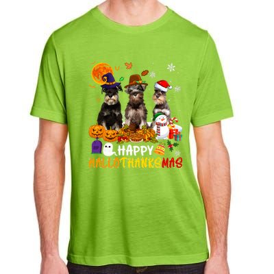 Schnauzer Dog Happy Hallothanksmas Xmas Dog Lover Gift Adult ChromaSoft Performance T-Shirt