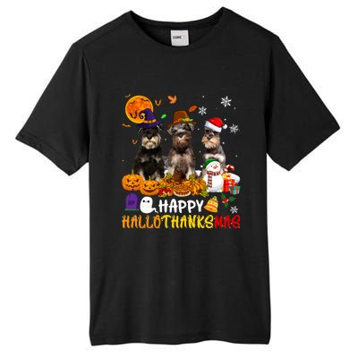 Schnauzer Dog Happy Hallothanksmas Xmas Dog Lover Gift Tall Fusion ChromaSoft Performance T-Shirt