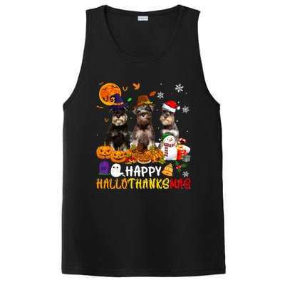 Schnauzer Dog Happy Hallothanksmas Xmas Dog Lover Gift PosiCharge Competitor Tank