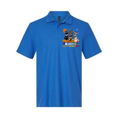 Schnauzer Dog Happy Hallothanksmas Xmas Dog Lover Gift Softstyle Adult Sport Polo