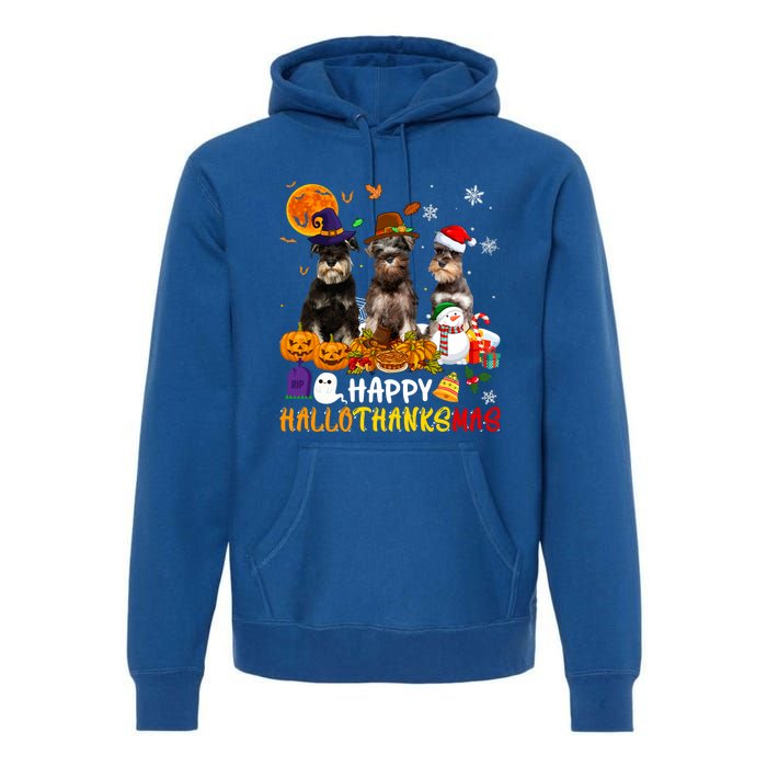 Schnauzer Dog Happy Hallothanksmas Xmas Dog Lover Gift Premium Hoodie