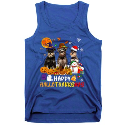 Schnauzer Dog Happy Hallothanksmas Xmas Dog Lover Gift Tank Top