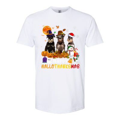 Schnauzer Dog Happy Hallothanksmas Xmas Dog Lover Gift Softstyle CVC T-Shirt