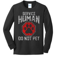 Service Dog Human Do Not Pet Funny Vintage Rescue Dog Owner Kids Long Sleeve Shirt