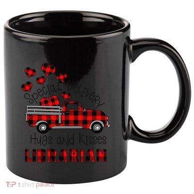 Special Delivery Hug And Kisses Librarian Valentine's Day 11oz C Handle Ceramic Mug