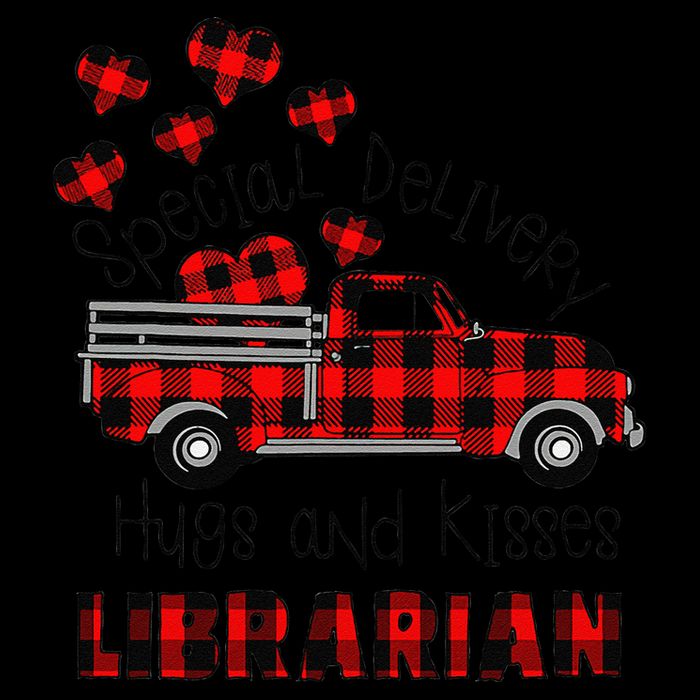 Special Delivery Hug And Kisses Librarian Valentine's Day Flat Bill Trucker Hat