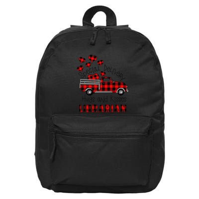Special Delivery Hug And Kisses Librarian Valentine's Day 16 in Basic Backpack