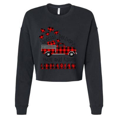 Special Delivery Hug And Kisses Librarian Valentine's Day Cropped Pullover Crew