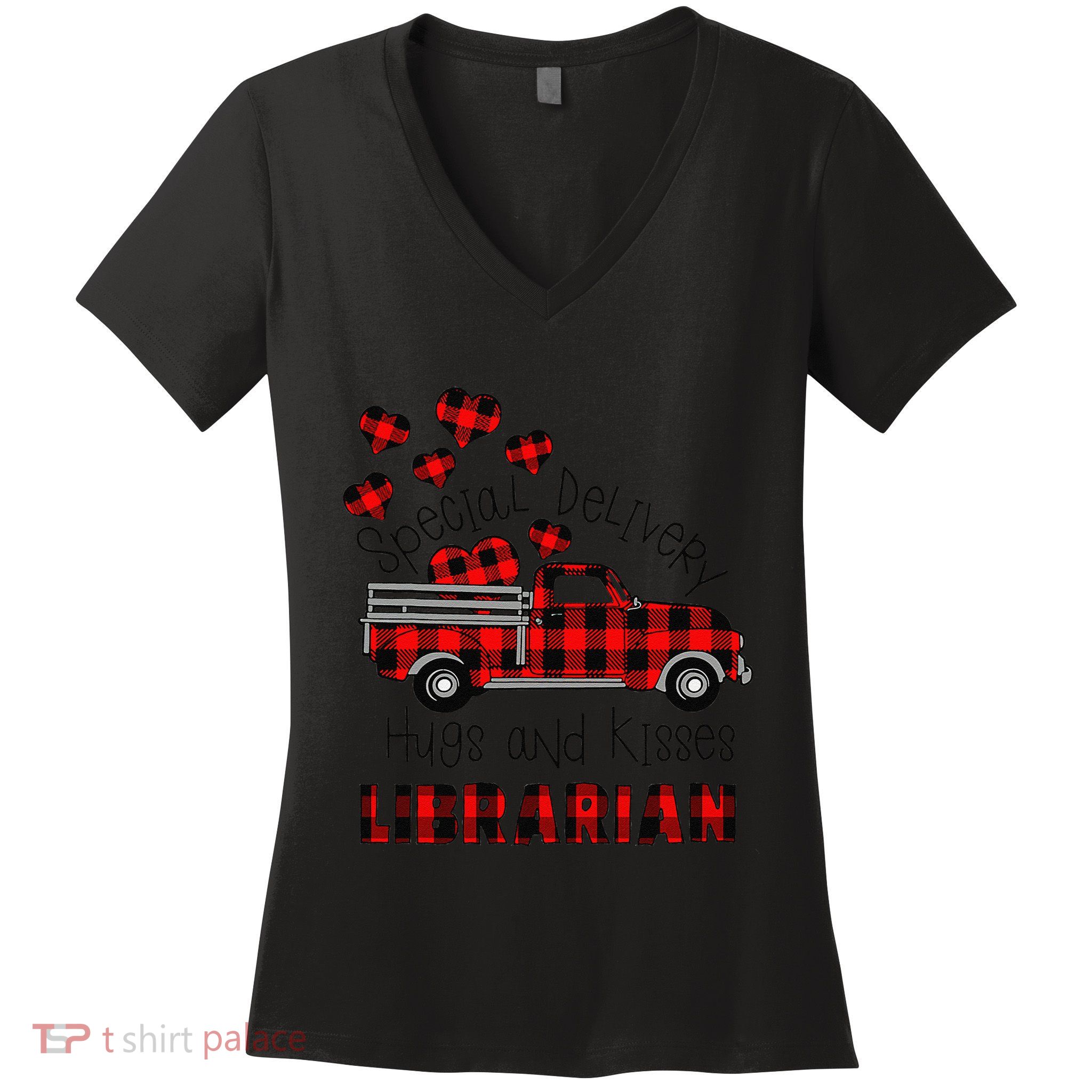 Special Delivery Hug And Kisses Librarian Valentine's Day Women's V-Neck T-Shirt