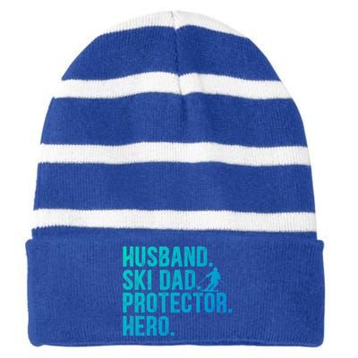 Ski Dad Husband Hero Gift Striped Beanie with Solid Band