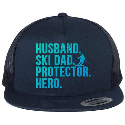 Ski Dad Husband Hero Gift Flat Bill Trucker Hat