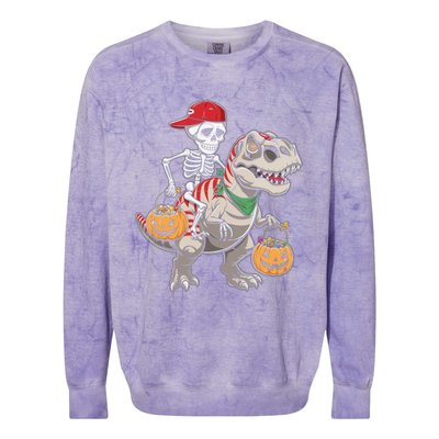 Skeleton Dinosaur Halloween Costume Meaningful Gift Colorblast Crewneck Sweatshirt