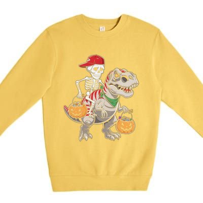 Skeleton Dinosaur Halloween Costume Meaningful Gift Premium Crewneck Sweatshirt